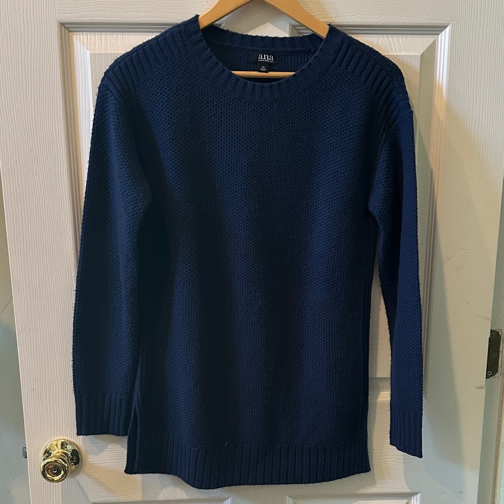 A.N.A Deep Blue Textured Long Sleeve Sweater
